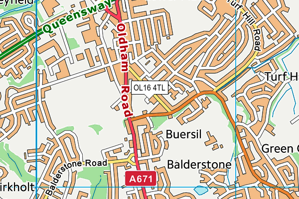 OL16 4TL map - OS VectorMap District (Ordnance Survey)