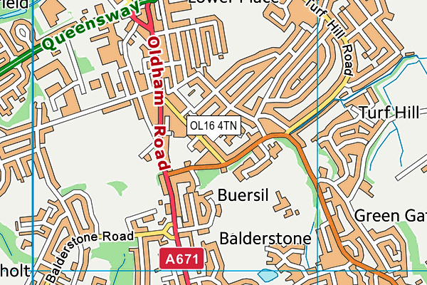 OL16 4TN map - OS VectorMap District (Ordnance Survey)