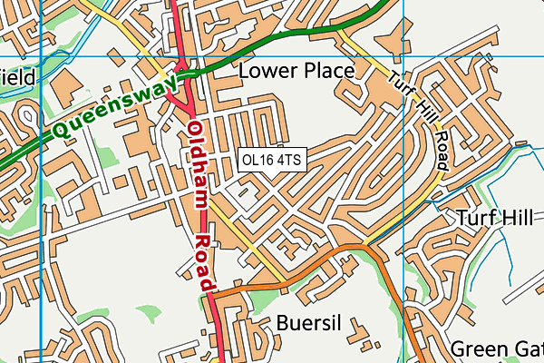 OL16 4TS map - OS VectorMap District (Ordnance Survey)