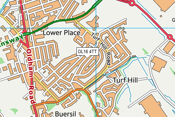 OL16 4TT map - OS VectorMap District (Ordnance Survey)