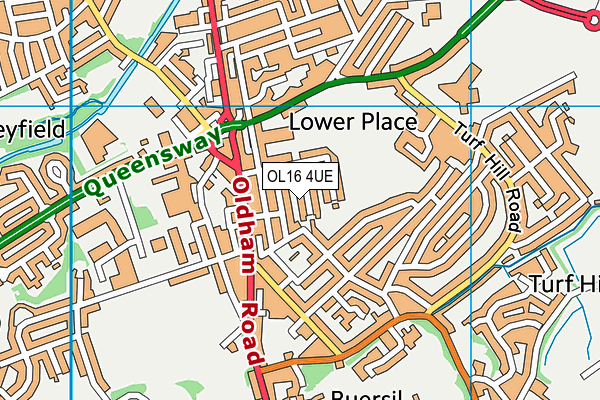 OL16 4UE map - OS VectorMap District (Ordnance Survey)