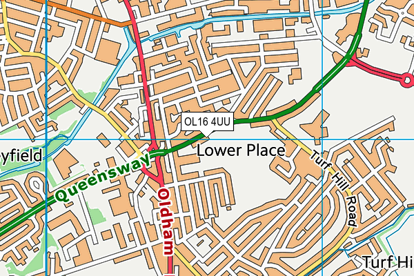 Lower Place map (OL16 4UU) - OS VectorMap District (Ordnance Survey)