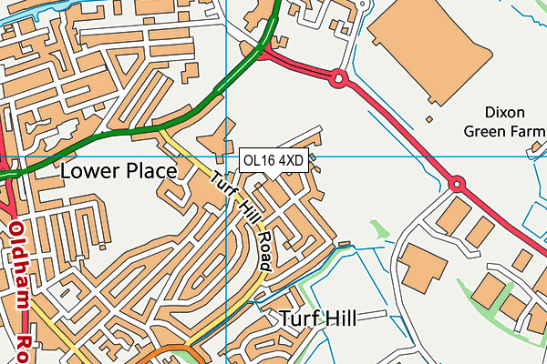 OL16 4XD map - OS VectorMap District (Ordnance Survey)