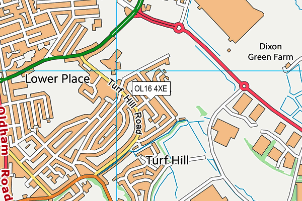 OL16 4XE map - OS VectorMap District (Ordnance Survey)