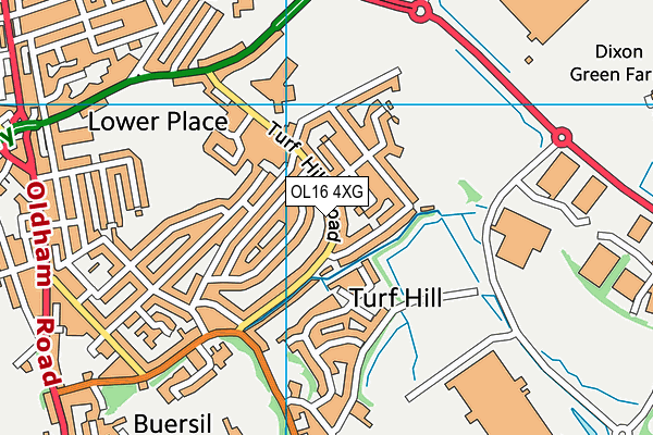 OL16 4XG map - OS VectorMap District (Ordnance Survey)