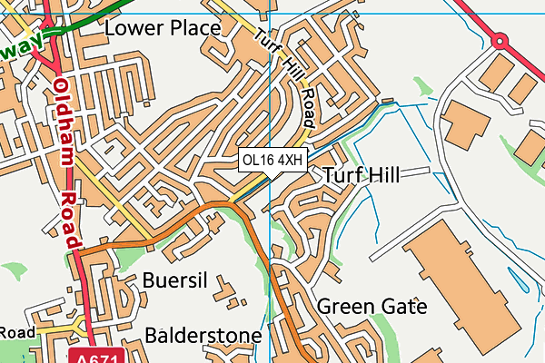 OL16 4XH map - OS VectorMap District (Ordnance Survey)