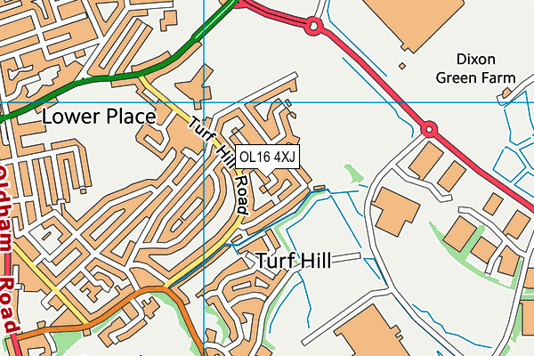 OL16 4XJ map - OS VectorMap District (Ordnance Survey)