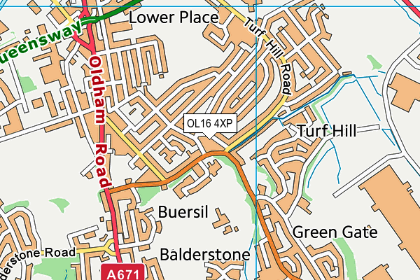 OL16 4XP map - OS VectorMap District (Ordnance Survey)