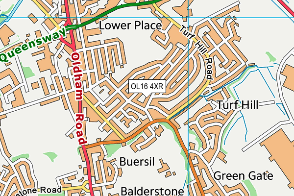 OL16 4XR map - OS VectorMap District (Ordnance Survey)