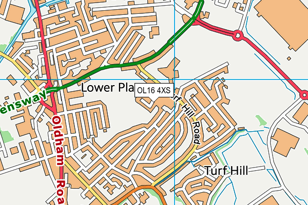 OL16 4XS map - OS VectorMap District (Ordnance Survey)