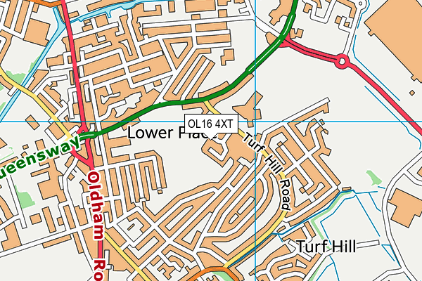 OL16 4XT map - OS VectorMap District (Ordnance Survey)