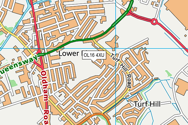 OL16 4XU map - OS VectorMap District (Ordnance Survey)