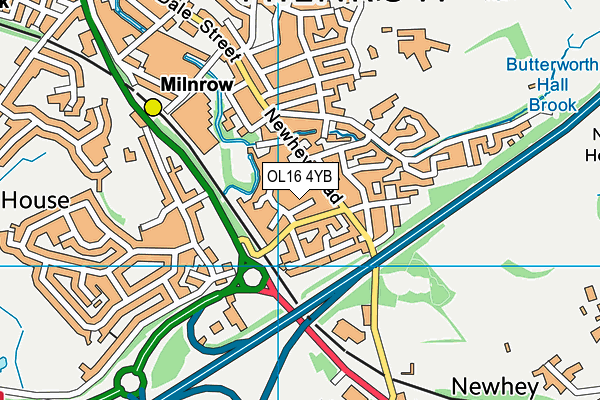 OL16 4YB map - OS VectorMap District (Ordnance Survey)