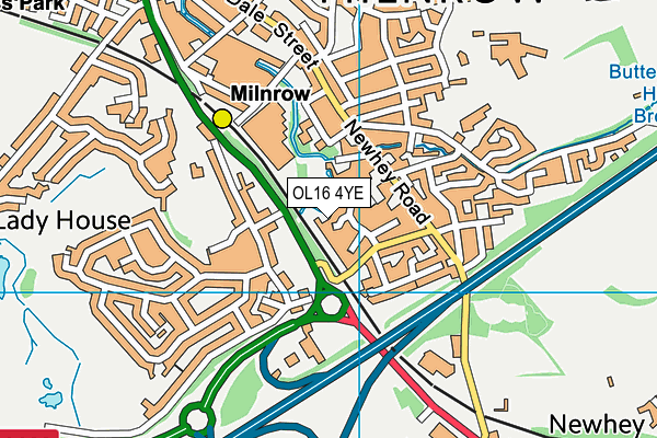 OL16 4YE map - OS VectorMap District (Ordnance Survey)