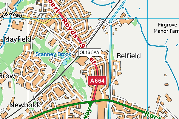 OL16 5AA map - OS VectorMap District (Ordnance Survey)