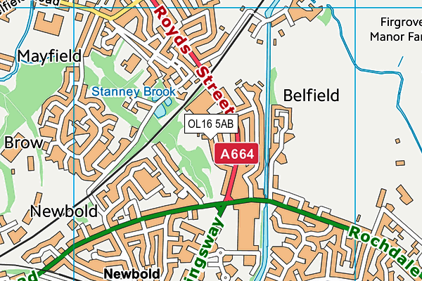 OL16 5AB map - OS VectorMap District (Ordnance Survey)