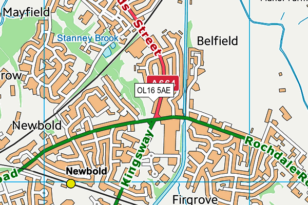 OL16 5AE map - OS VectorMap District (Ordnance Survey)