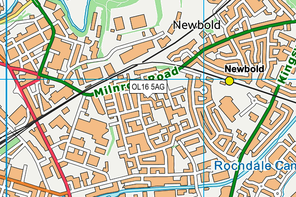 OL16 5AG map - OS VectorMap District (Ordnance Survey)