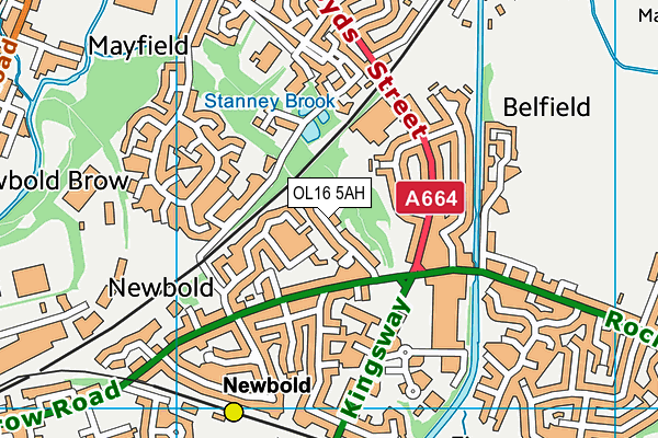 OL16 5AH map - OS VectorMap District (Ordnance Survey)