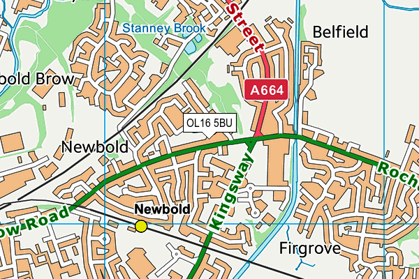 OL16 5BU map - OS VectorMap District (Ordnance Survey)