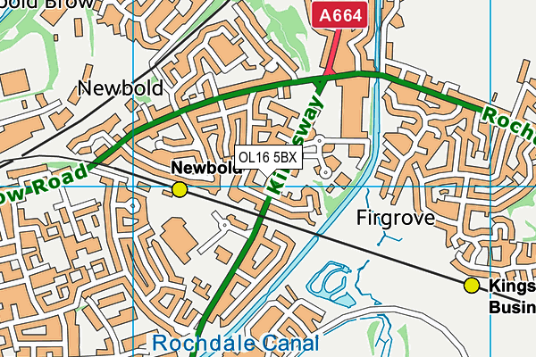 OL16 5BX map - OS VectorMap District (Ordnance Survey)