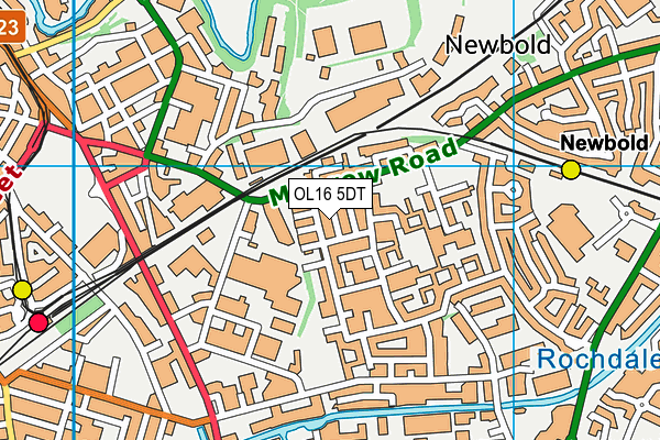 OL16 5DT map - OS VectorMap District (Ordnance Survey)