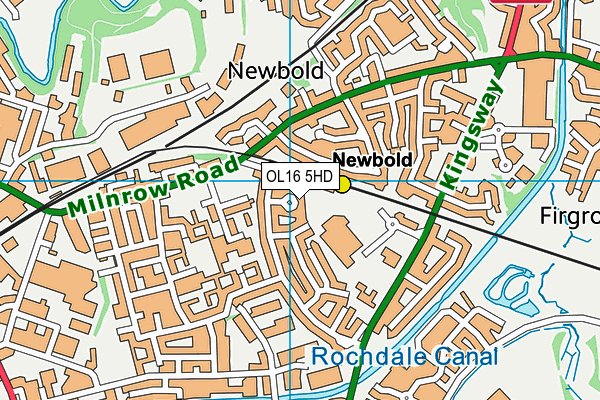 OL16 5HD map - OS VectorMap District (Ordnance Survey)