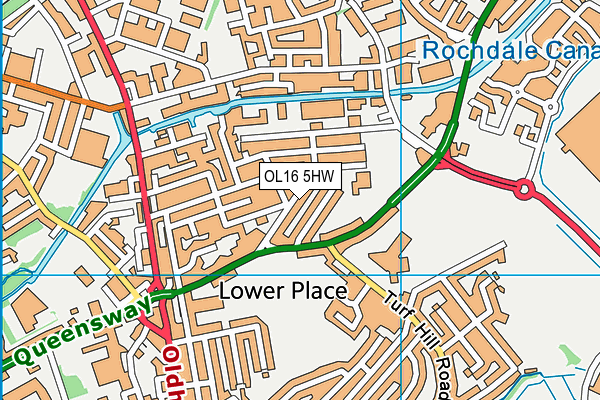 OL16 5HW map - OS VectorMap District (Ordnance Survey)