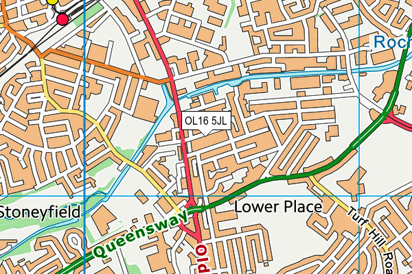 OL16 5JL map - OS VectorMap District (Ordnance Survey)