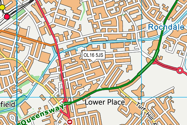 OL16 5JS map - OS VectorMap District (Ordnance Survey)