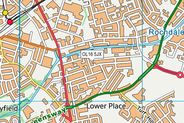 OL16 5JX map - OS VectorMap District (Ordnance Survey)