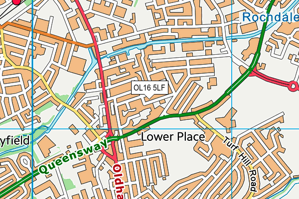OL16 5LF map - OS VectorMap District (Ordnance Survey)