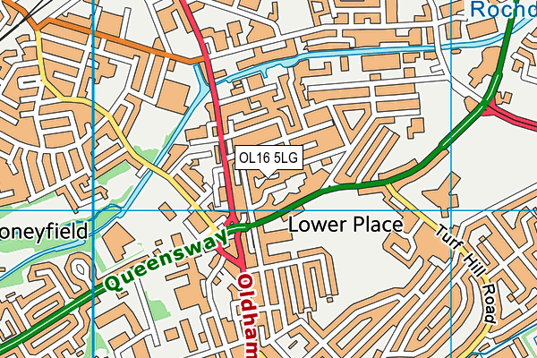 OL16 5LG map - OS VectorMap District (Ordnance Survey)