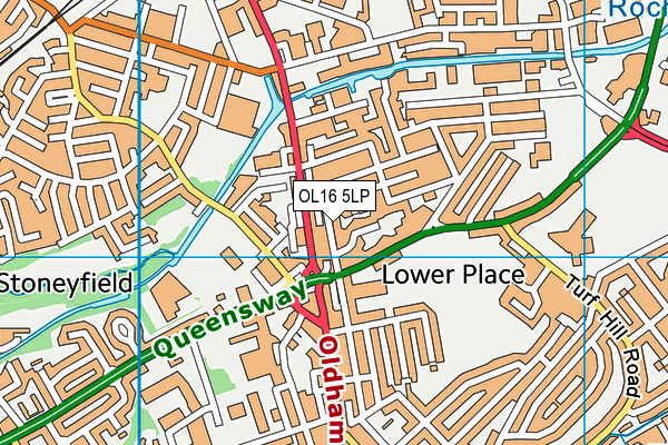 OL16 5LP map - OS VectorMap District (Ordnance Survey)