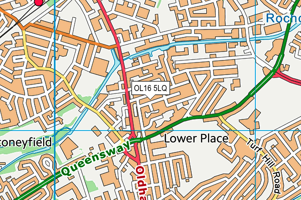 OL16 5LQ map - OS VectorMap District (Ordnance Survey)