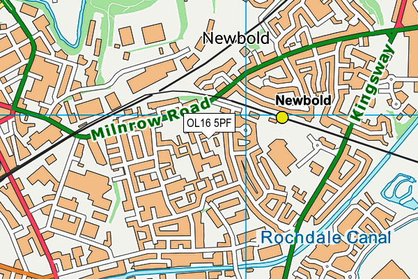 OL16 5PF map - OS VectorMap District (Ordnance Survey)