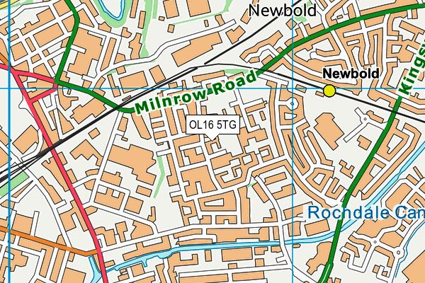 OL16 5TG map - OS VectorMap District (Ordnance Survey)