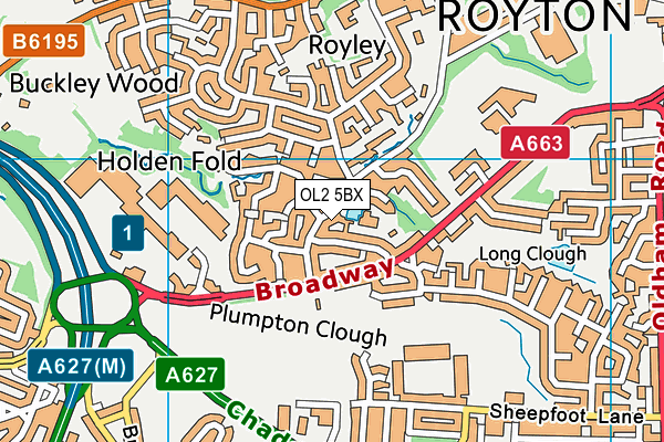 OL2 5BX map - OS VectorMap District (Ordnance Survey)