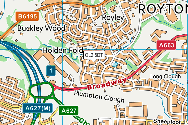 OL2 5DT map - OS VectorMap District (Ordnance Survey)