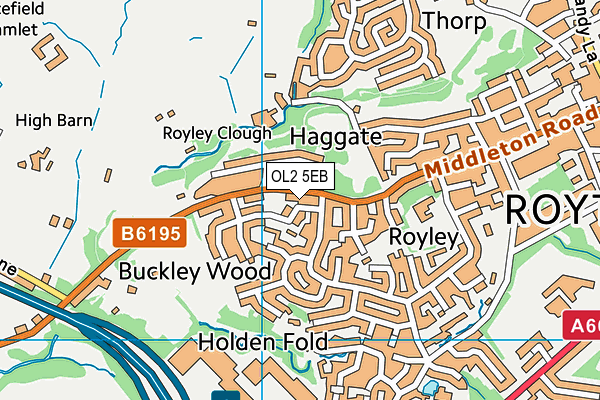 Haggate map (OL2 5EB) - OS VectorMap District (Ordnance Survey)