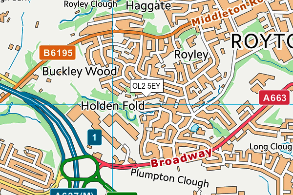 OL2 5EY map - OS VectorMap District (Ordnance Survey)