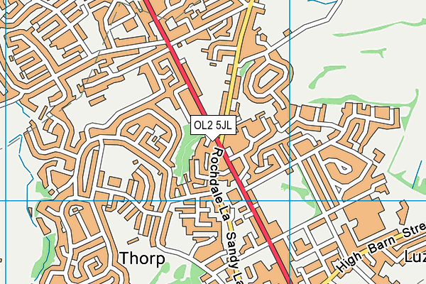 OL2 5JL map - OS VectorMap District (Ordnance Survey)