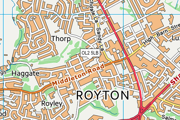 OL2 5LB map - OS VectorMap District (Ordnance Survey)