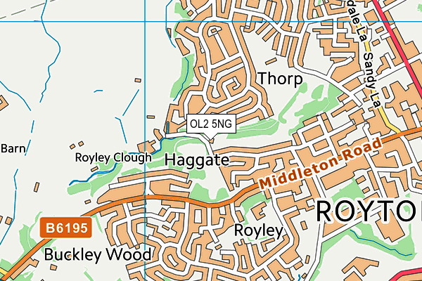 OL2 5NG map - OS VectorMap District (Ordnance Survey)