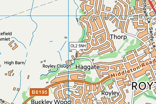 OL2 5NH map - OS VectorMap District (Ordnance Survey)