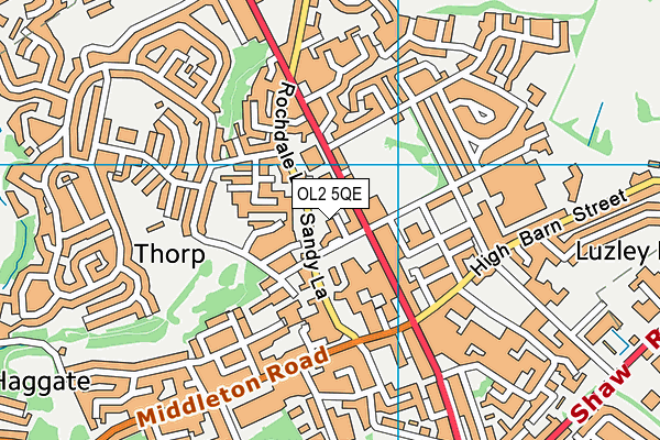 OL2 5QE map - OS VectorMap District (Ordnance Survey)