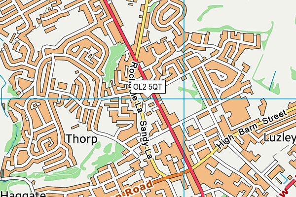 OL2 5QT map - OS VectorMap District (Ordnance Survey)