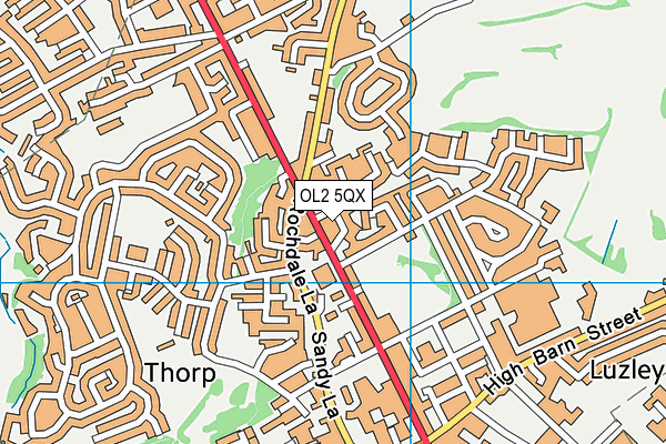 OL2 5QX map - OS VectorMap District (Ordnance Survey)