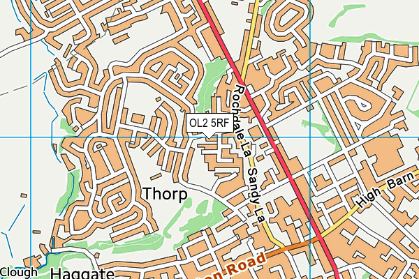 OL2 5RF map - OS VectorMap District (Ordnance Survey)