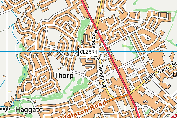 OL2 5RH map - OS VectorMap District (Ordnance Survey)